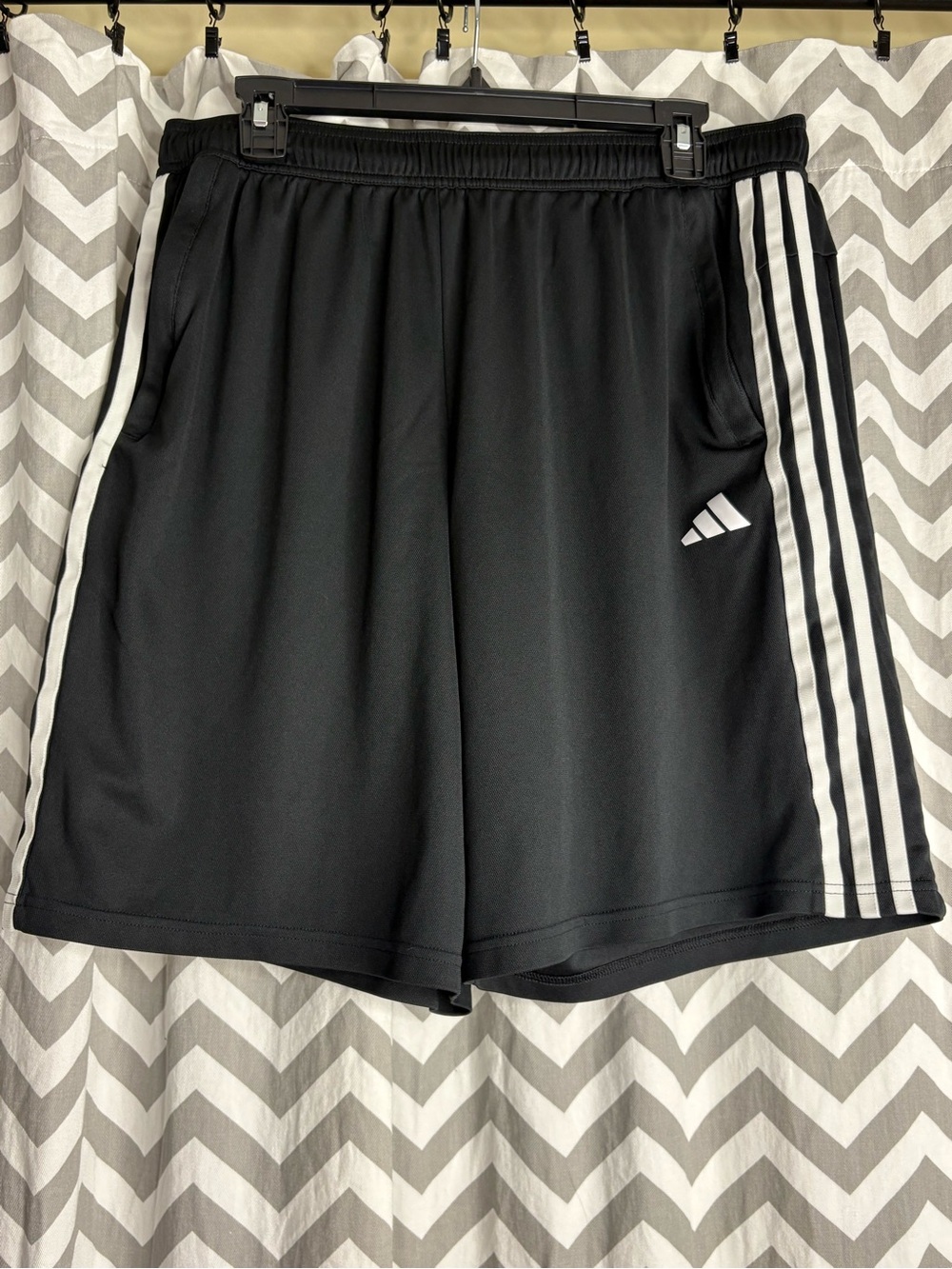 adidas Black Athletic Shorts with White Side Stripes